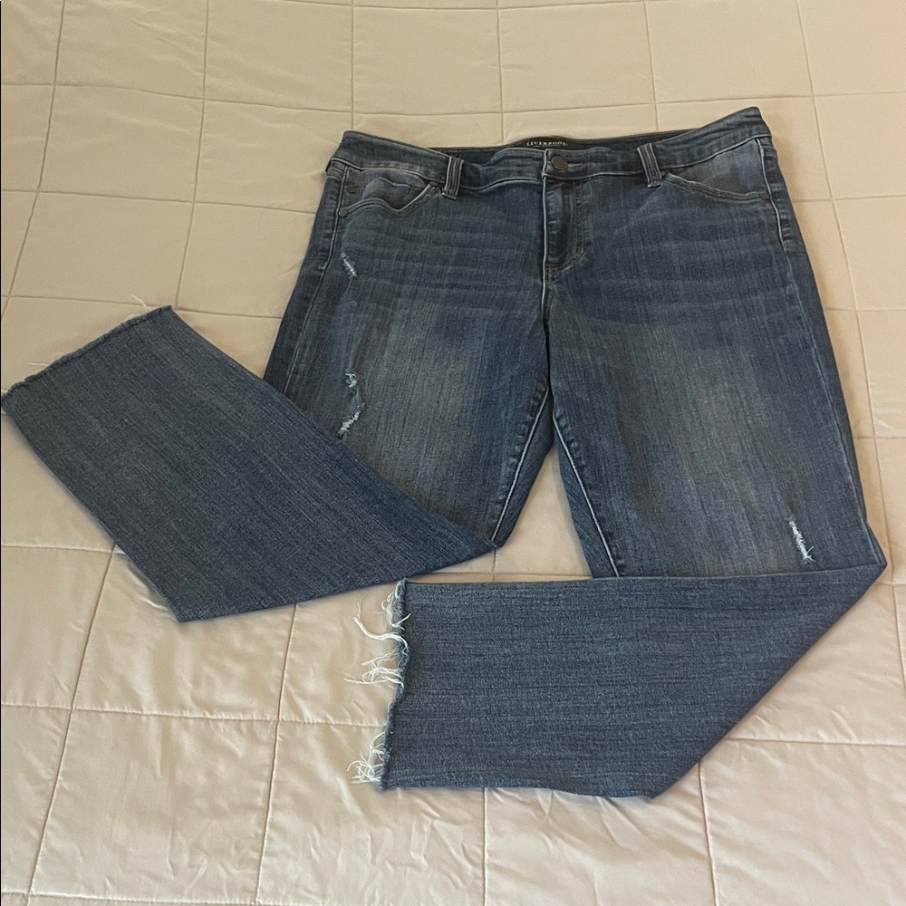 Liverpool Los Angeles Size 12/31 Blue Mesa Denim Ankle Jeans Distressed